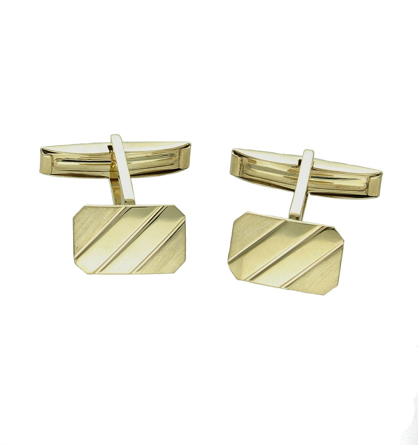 Złote spinki do mankietów 585 z grawerem. Komplet eleganckich złotych spinek do mankietów. Spinki wykonane z wysokiej jakości złota próby 585.Złote spinki do mankietów 585 z grawerem..jpg